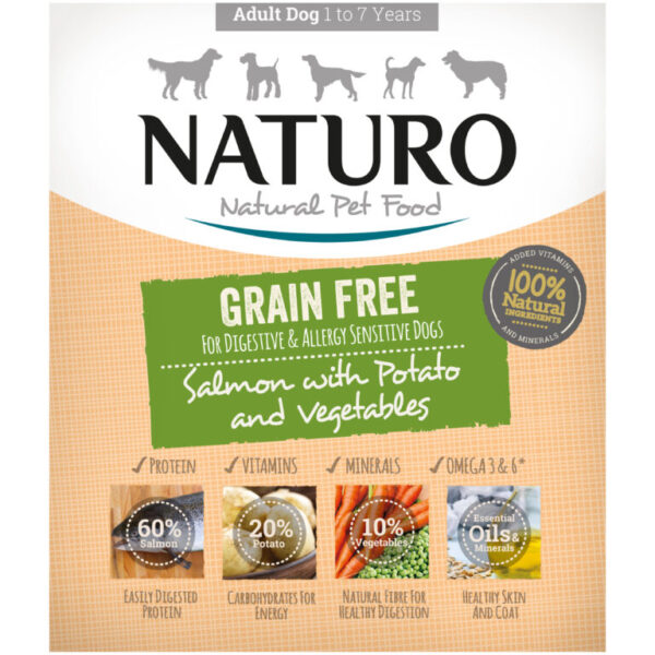 Naturo Adult Dog Tray GRAIN-FREE Salmon, Potato & Veg 400g