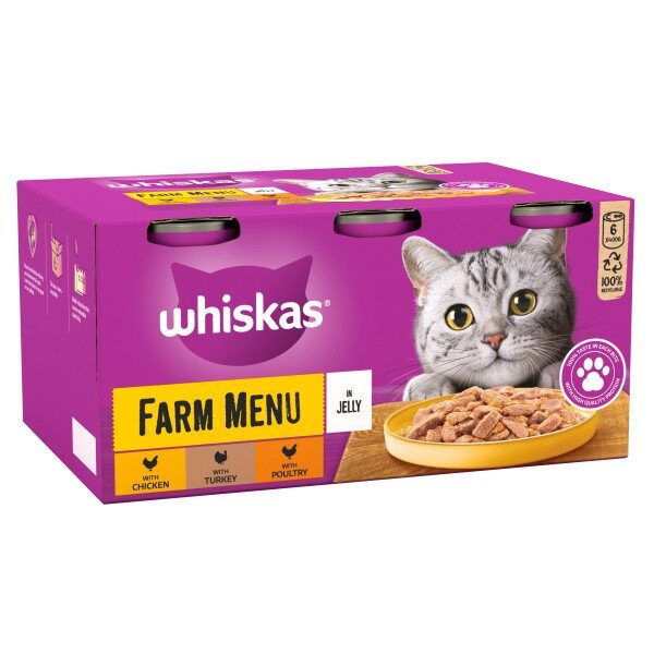 Whiskas 1+ Adult Farm Menu in Jelly Tins 6 x 400g